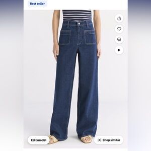 Free Assembly Women's Wide Leg Jeans with Patch Pockets